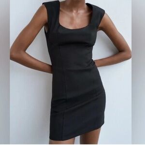 Zara Fitted Square Neck Tank Mini Dress